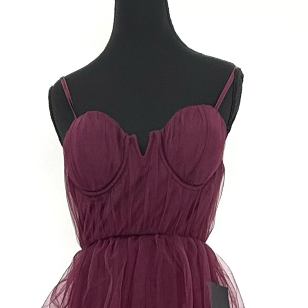 Lulus Unforgettable Poise Tulle‎ Bustier Tiered Maxi Dress, Plum Purple, XS, NWT - Picture 8 of 15